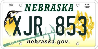 NE license plate XJR853