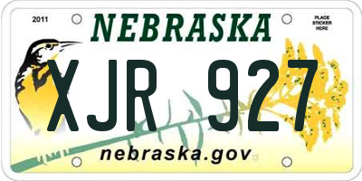 NE license plate XJR927