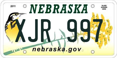 NE license plate XJR997