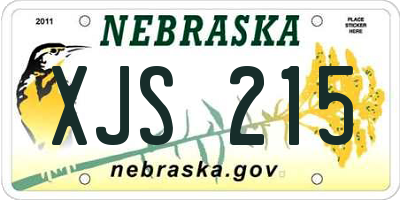 NE license plate XJS215