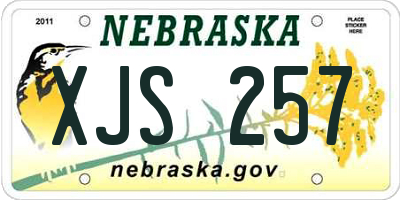 NE license plate XJS257