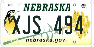 NE license plate XJS494