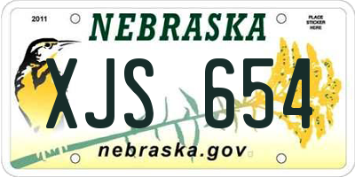 NE license plate XJS654