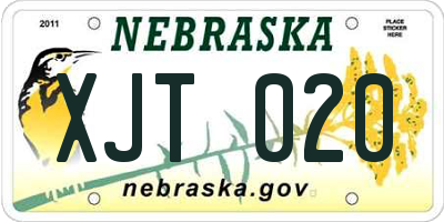 NE license plate XJT020