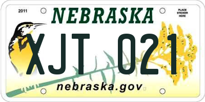 NE license plate XJT021