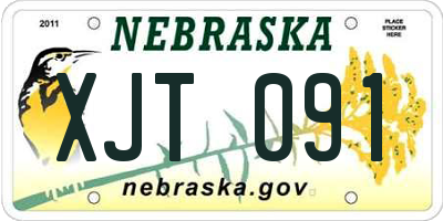 NE license plate XJT091