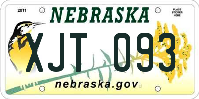 NE license plate XJT093