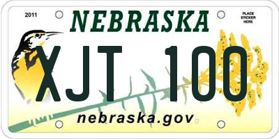 NE license plate XJT100