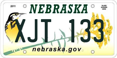 NE license plate XJT133