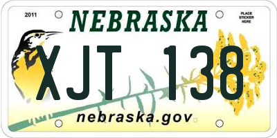 NE license plate XJT138