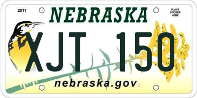 NE license plate XJT150