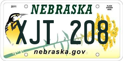 NE license plate XJT208