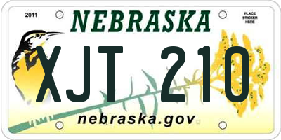 NE license plate XJT210