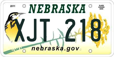 NE license plate XJT218