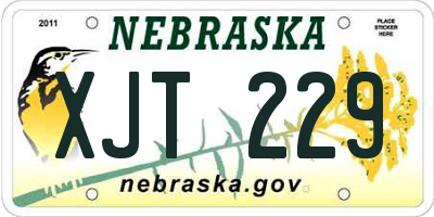 NE license plate XJT229
