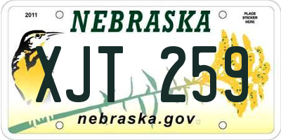 NE license plate XJT259
