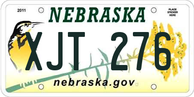 NE license plate XJT276