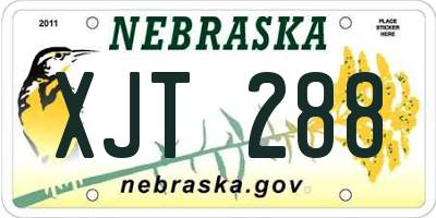 NE license plate XJT288