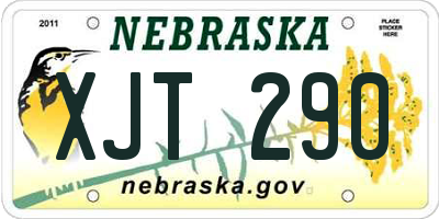 NE license plate XJT290