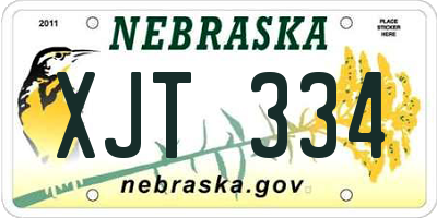 NE license plate XJT334