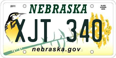 NE license plate XJT340