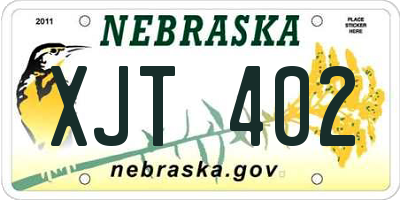 NE license plate XJT402