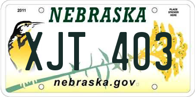 NE license plate XJT403