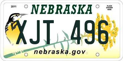NE license plate XJT496