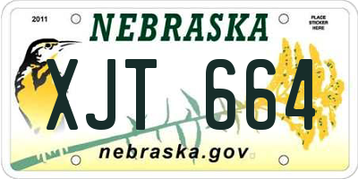 NE license plate XJT664