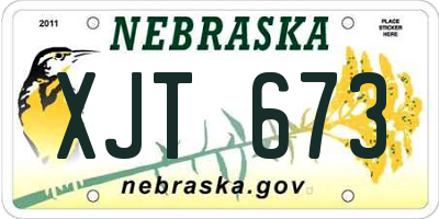 NE license plate XJT673