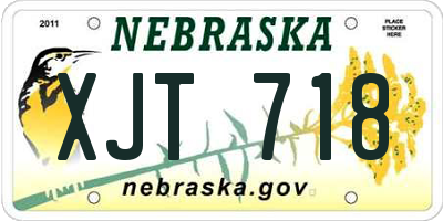 NE license plate XJT718