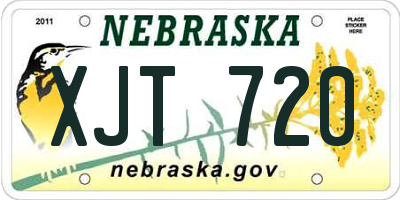 NE license plate XJT720