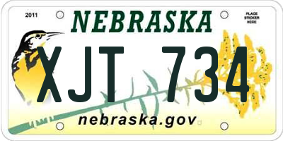 NE license plate XJT734