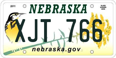 NE license plate XJT766