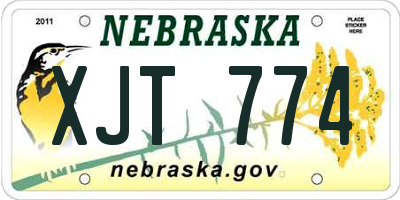NE license plate XJT774
