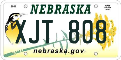 NE license plate XJT808