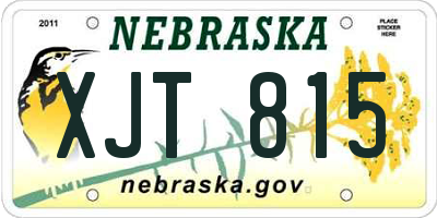 NE license plate XJT815