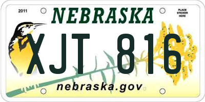 NE license plate XJT816
