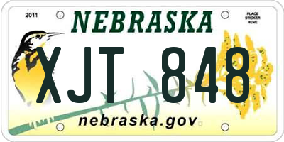 NE license plate XJT848