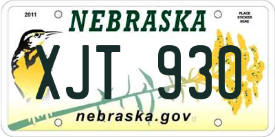 NE license plate XJT930