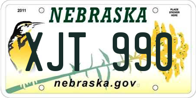 NE license plate XJT990