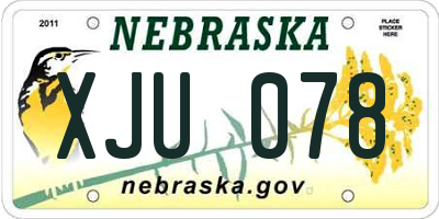 NE license plate XJU078