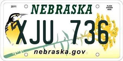 NE license plate XJU736