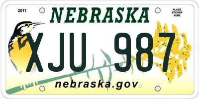 NE license plate XJU987