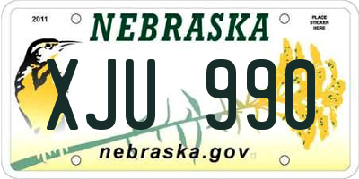 NE license plate XJU990