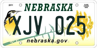 NE license plate XJV025