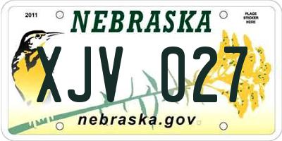 NE license plate XJV027