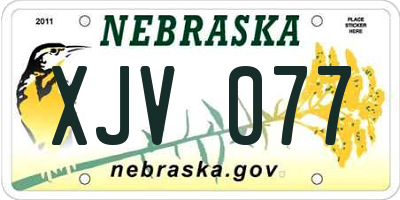 NE license plate XJV077