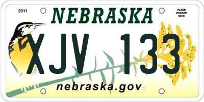 NE license plate XJV133