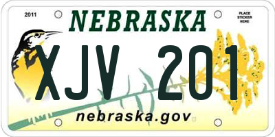 NE license plate XJV201